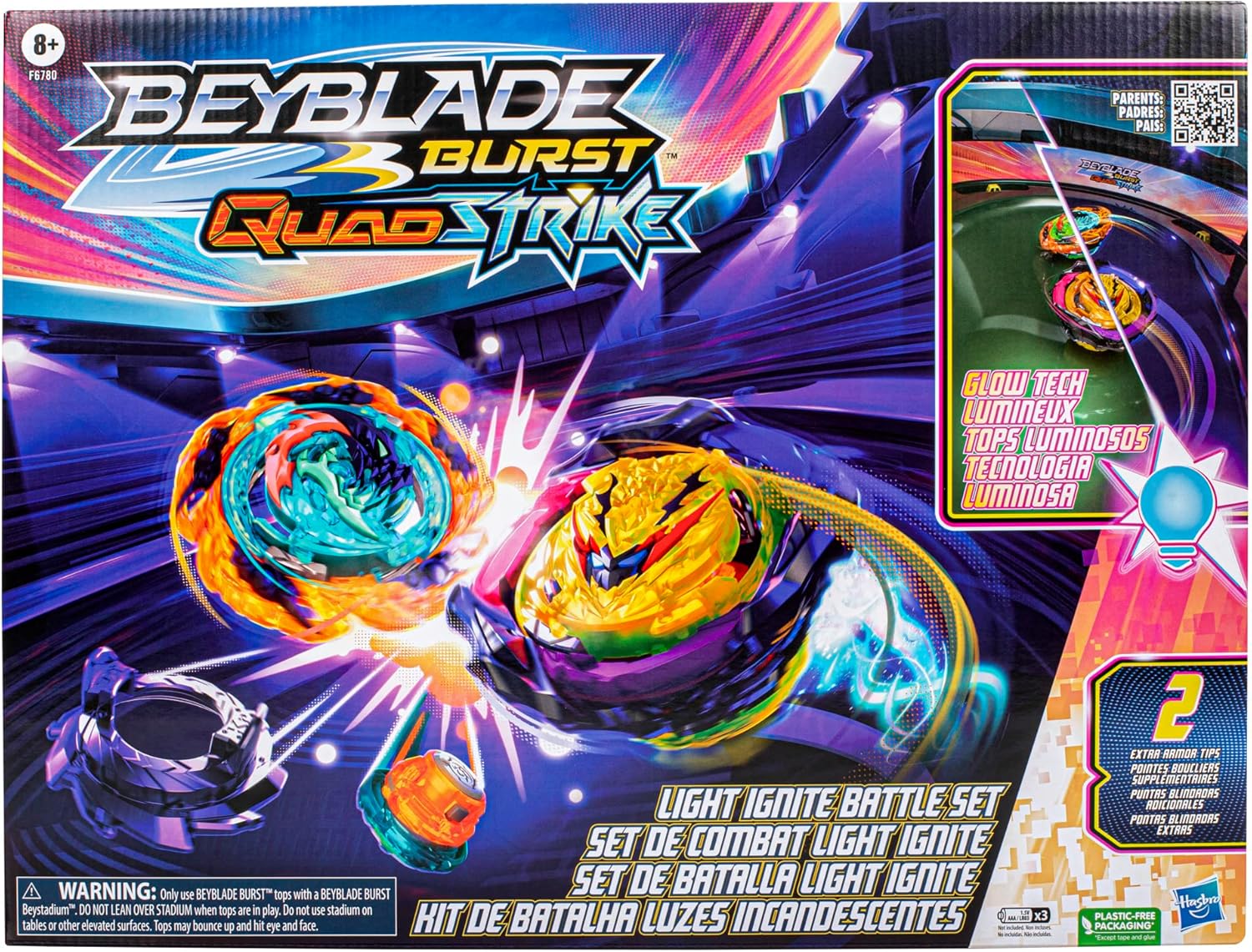 BEYBLADE Burst QuadStrike Light Ignite Battle Set Stadium with 2 Tops and 2 Launchers H83919