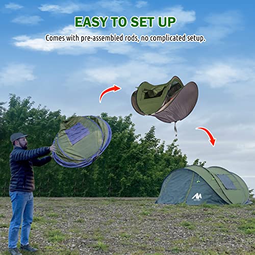6 Person Pop Up Tent for Camping - AYAMAYA Double Layer Waterproof Instant Family Tent with Vestibule A14694