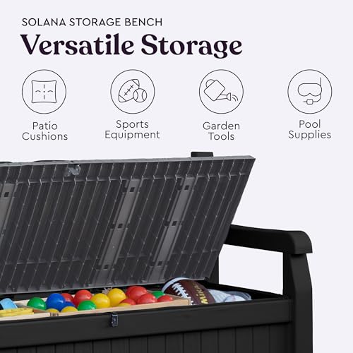 Keter Solana 70 Gallon Storage Bench Deck Box, Graphite S75770