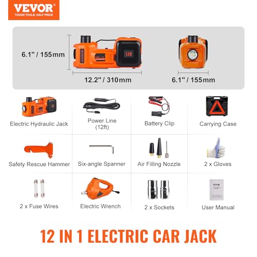VEVOR 5 Ton Electric Car Jack with Hydraulic Lift and LED Light L7697