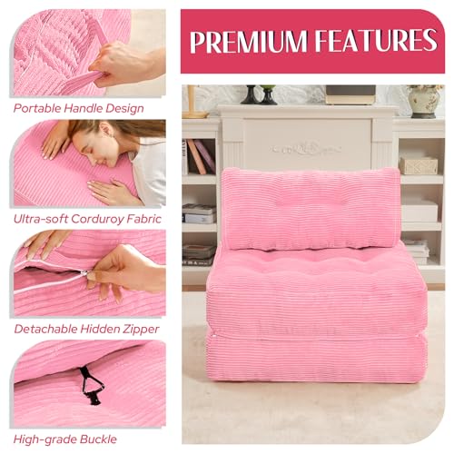 HABUTWAY Folding Sofa Bed Convertible Sleeper Chair with Dual-Pillow, Black D26880