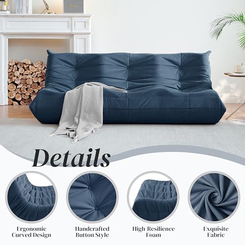 Bean Bag Chair for Adults Suede Microfiber Fireside Floor Chair 3-Seater Beige F151744