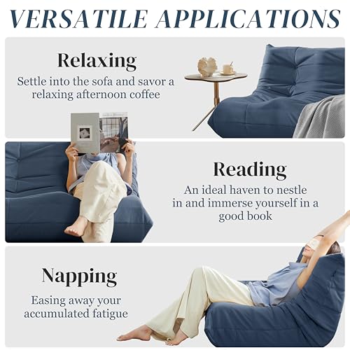 Bean Bag Chair for Adults Suede Microfiber Fireside Floor Chair 3-Seater Beige F151744