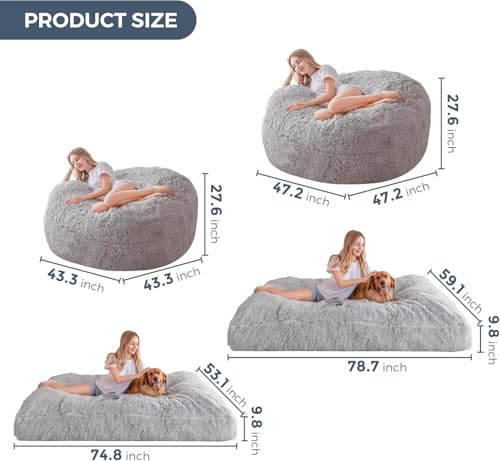 MAXYOYO Giant Bean Bag Chair Bed for Adults, Convertible Floor Sofa G466