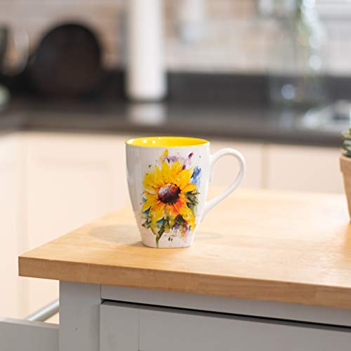 DEMDACO Dean Crouser Lavender Flower Watercolor Blue Ceramic Stoneware Mug V79297