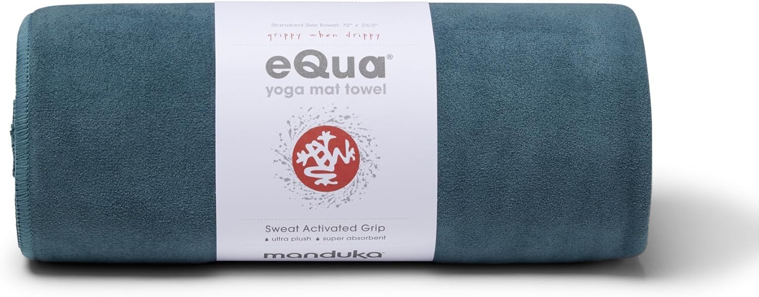 Manduka eQua Yoga Mat Towel - Quick Drying Microfiber, Lightweight, Easy for Travel, Use in Hot Yoga, Vinyasa and Power, 72 Inch (182cm), Sage Solid