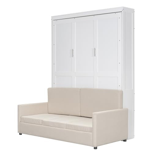 LZ LEISURE ZONE Queen Murphy Bed with Cushion, White M9247
