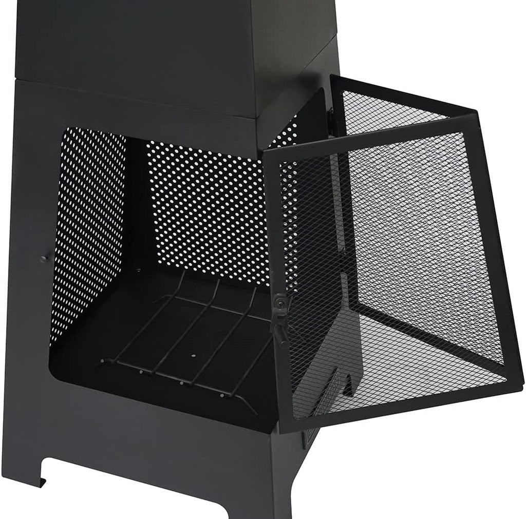 BLACK + DECKER Steel Woodburning Pyramid Chiminea Outdoor Fireplace with Hinged Doors U1640