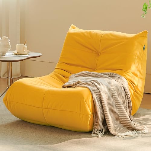 Bean Bag Chair for Adults Suede Microfiber Fireside Floor Chair 3-Seater Beige F151744
