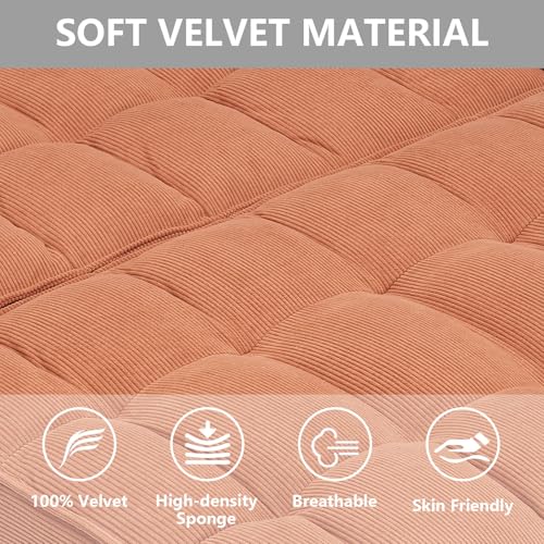 3 in 1 Convertible Sleeper Sofa Bed Futon with Adjustable Backrest, Velvet, Black Q74350