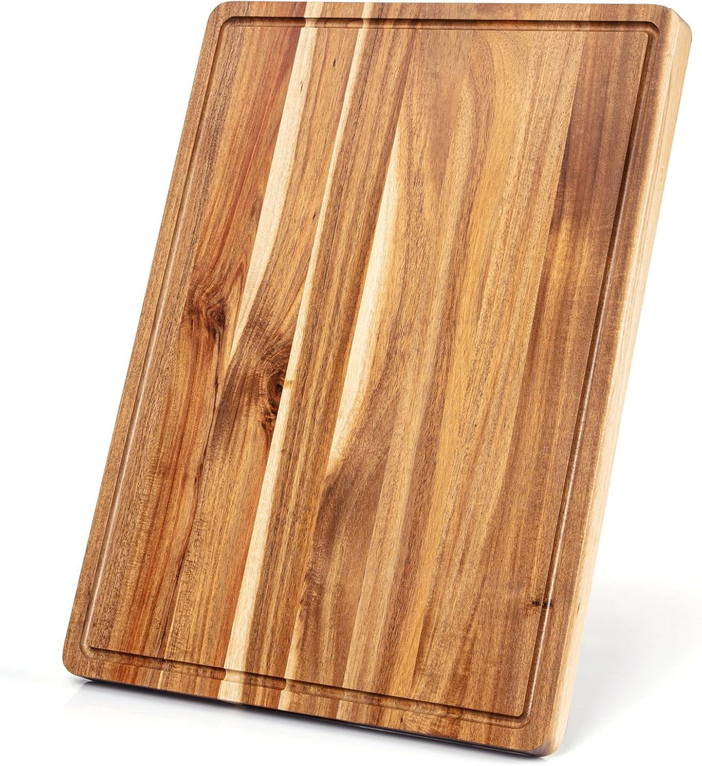 Acacia Wood Cutting Board 24x18 inch, Butcher Block Cutting Board with Handle Juice Groove for Kitchen, Extra Large Charcuterie Boards Chopping Board