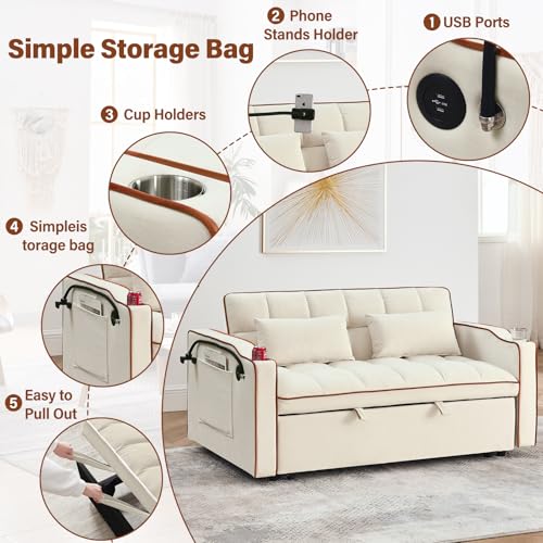WIIS' IDEA Convertible Sofa Bed 3-in-1 Velvet Sleeper with Adjustable Backrest, Gray L188547