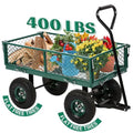 Garden Carts Utility Wagon 400lb Weight Capacity Yard Dump Wagon Cart,Wagon Carrier with Sturdy Steel Frame & 10in Tires,Heavy Duty Wheelbarrow for Outdoor Lawn Landscape(Green)
