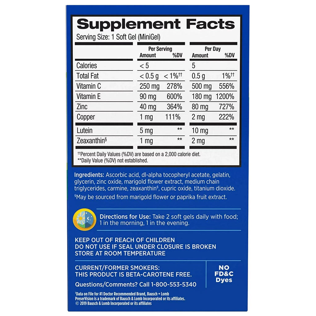 PreserVision Areds 2 Ascorbic Acid Vitamin E Eye Supplement C447