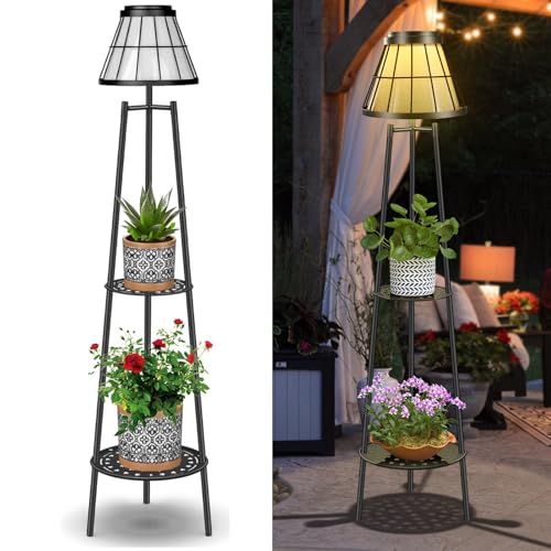 2 Pack Solar Lights Outdoor with Plant Stands - Metal Tripod Patio Decor M835880