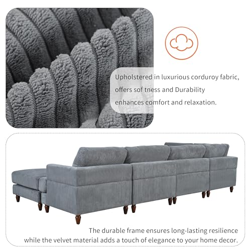 Oversized Modular Sectional Sofa with Movable Ottoman E909