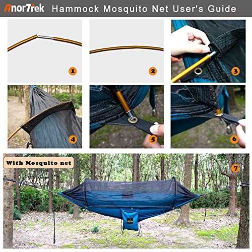 Camping Hammock with Mosquito Net, Lightweight Portable Double with Tree Straps, Blue L9892