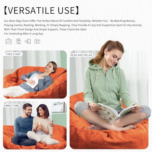 Bean Bag Chair for Adults 3FT, Soft Removable Cover, Light Gray M535251