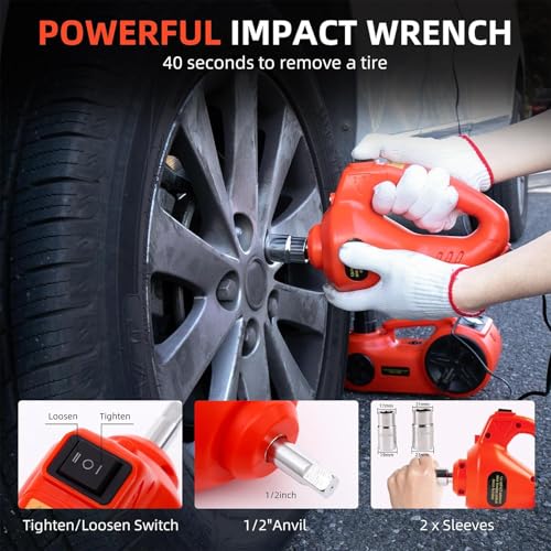 12V 5 Ton Electric Car Jack with Integrated Tire Pump for SUV Truck Sedan X6558