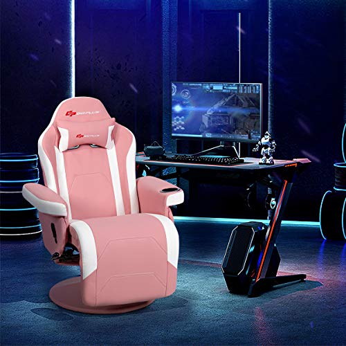 Goplus Massage Gaming Chair, Racing Recliner with Footrest, PU Leather N121