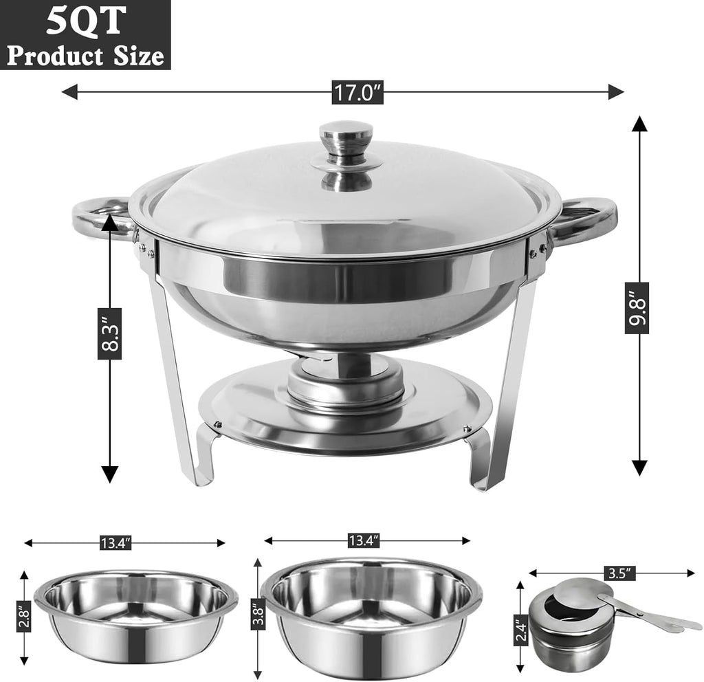 5 Qt Stainless Steel Chafing Dish Buffet Set 6 Pack V483