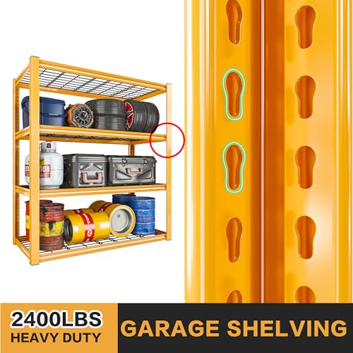 REIBII 40" W Garage Shelving 4-Tier Heavy Duty Adjustable Metal Shelves G342