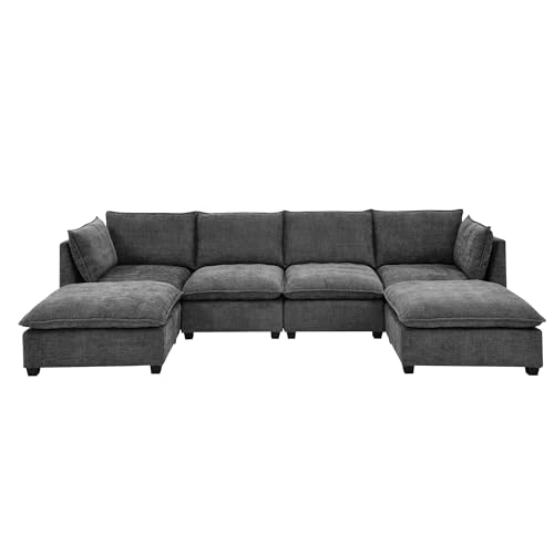Oversized Modular Sectional Sofa with Movable Ottoman E909
