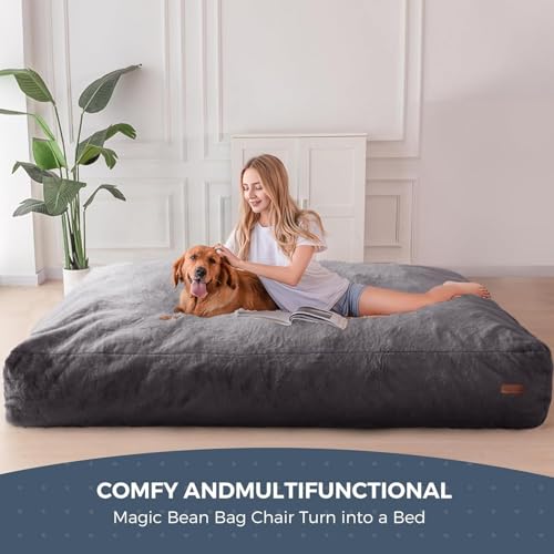 MAXYOYO Giant Bean Bag Chair Bed for Adults, Convertible Floor Sofa G466