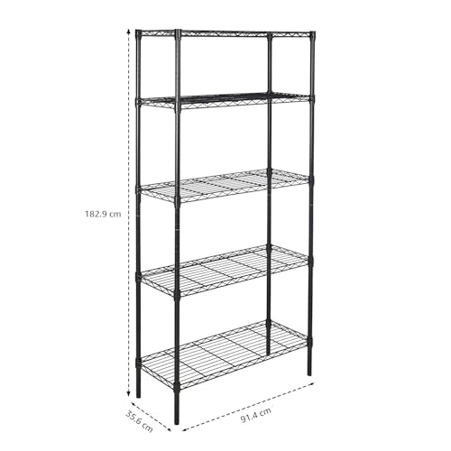 Amazon Basics 5-Shelf Adjustable Steel Wire Rack Storage Shelving, Chrome H984310
