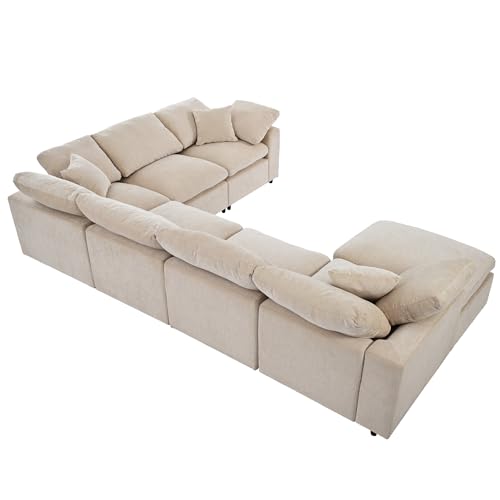 Oversized Modular Sectional Sofa with Movable Ottoman E909