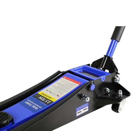 Pvillez Floor Jack, Heavy Duty Hydraulic Low Profile Steel Racing Jack, 2 Ton Capacity Blue H10635