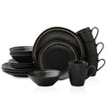 Stone Lain Clara Dinnerware Set Porcelain, Black, Service For 4, 16-Piece