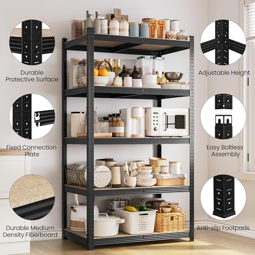 Yaheetech 5-Tier Heavy Duty Garage Shelving Unit, Adjustable Metal Storage Rack, Blue J339478