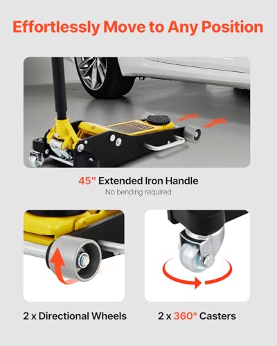 VEVOR 3 Ton Low Profile Aluminum Steel Racing Floor Jack with Dual Pistons Quick Lift Pump Q822