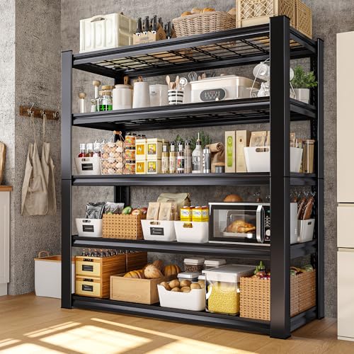 REIBII 3010LBS Storage Shelves 72" H Heavy Duty Metal 5 Tier Adjustable Shelving, Black B7978