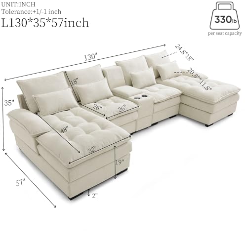 Oversized Modular Sectional Sofa with Movable Ottoman E909