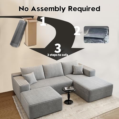 Cloud Modular Sectional Sofa with Ottoman, U Shaped, Black M332378