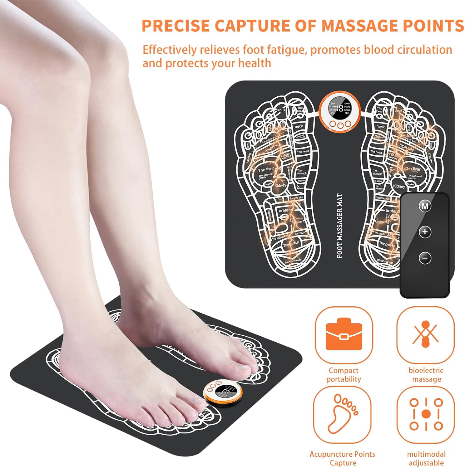 EMS Foot Massager Mat with 8 Modes, Rechargeable & Foldable R76137