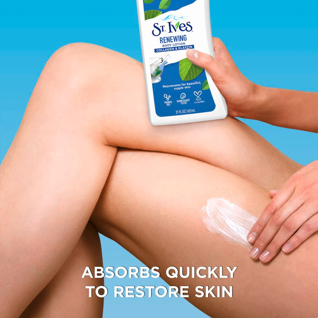St. Ives Renewing Hand & Body Lotion with Pump, Collagen Elastin, 21 fl oz, 4 Pack D282