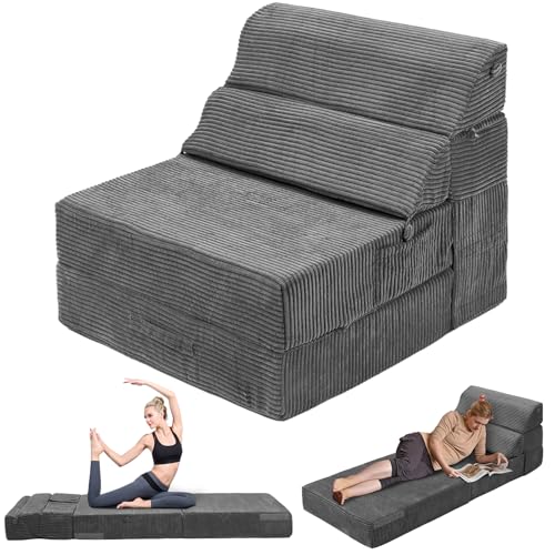 Comfy Folding Sofa Bed Grey Convertible Sleeper Chair Couch M171120