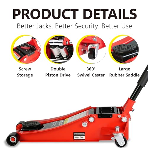 Pvillez Floor Jack, Heavy Duty Hydraulic Low Profile Steel Racing Jack, 2 Ton Capacity Blue H10635