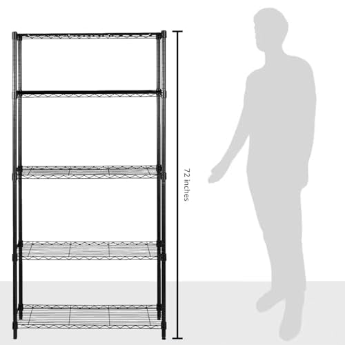 Amazon Basics 5-Shelf Adjustable Steel Wire Rack Storage Shelving, Chrome H984310