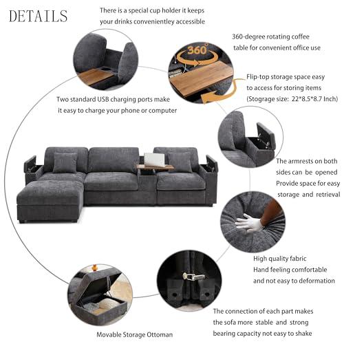 Oversized Modular Sectional Sofa with Movable Ottoman E909