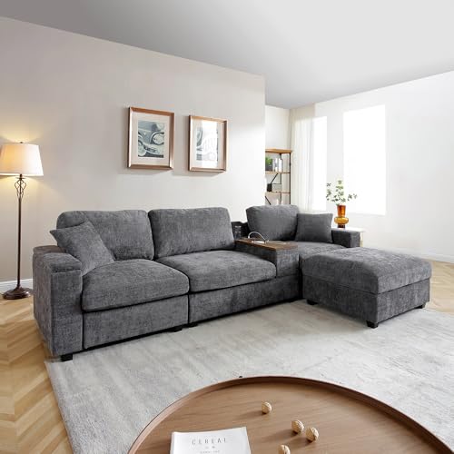 Oversized Modular Sectional Sofa with Movable Ottoman E909