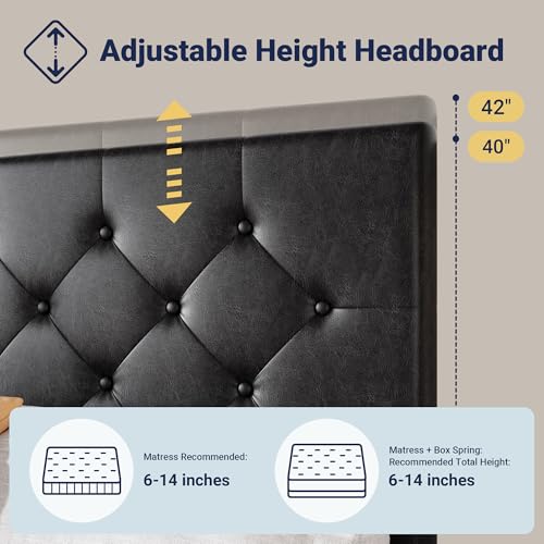 Allewie Upholstered Queen Platform Bed Frame with 4 Drawers and Headboard, Light Grey A922