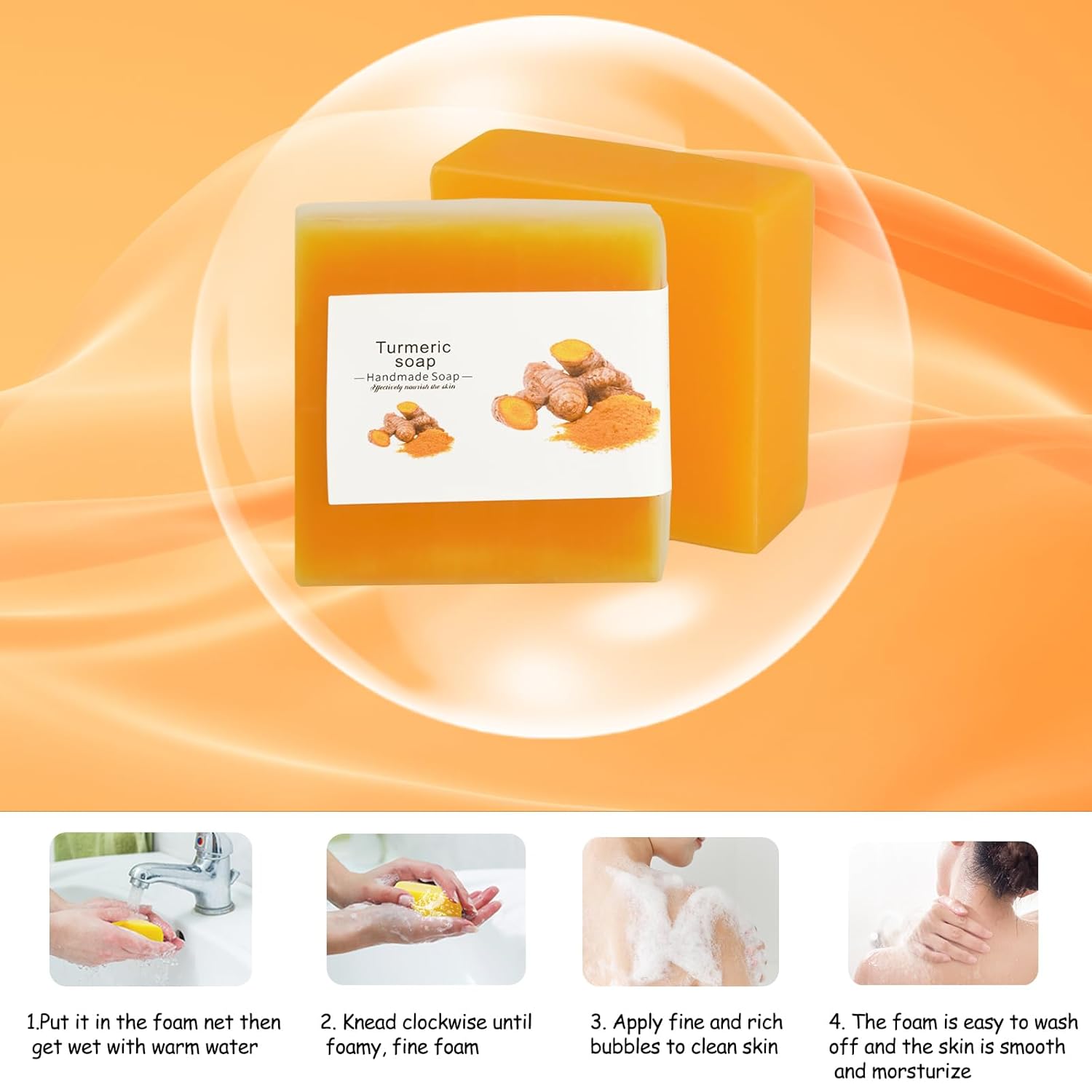 3Packs Turmeric Soap Bar with Vitamin C & E for Face and Body L6398