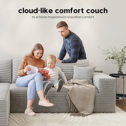 Cloud Modular Sectional Sofa with Ottoman, U Shaped, Black M332378