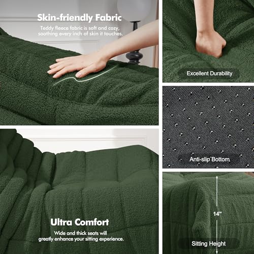 Bean Bag Chair Big Sofa for Adults with Memory Foam, Black Plush A2357
