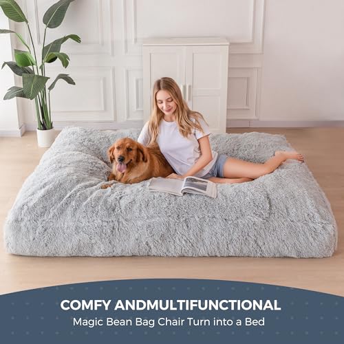 MAXYOYO Giant Bean Bag Chair Bed for Adults, Convertible Floor Sofa G466