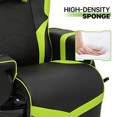 Magshion Massage Gaming Recliner Chair, 360° Swivel PU Leather, Green L9553